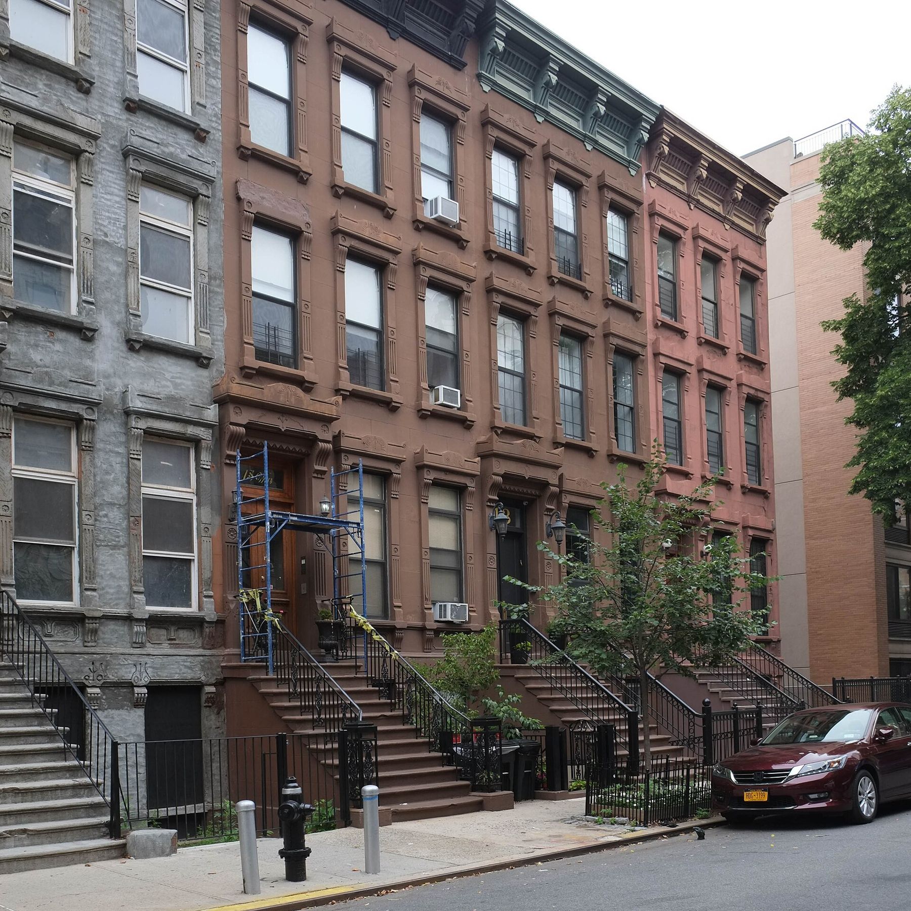 Brownstone stoops in Harlem