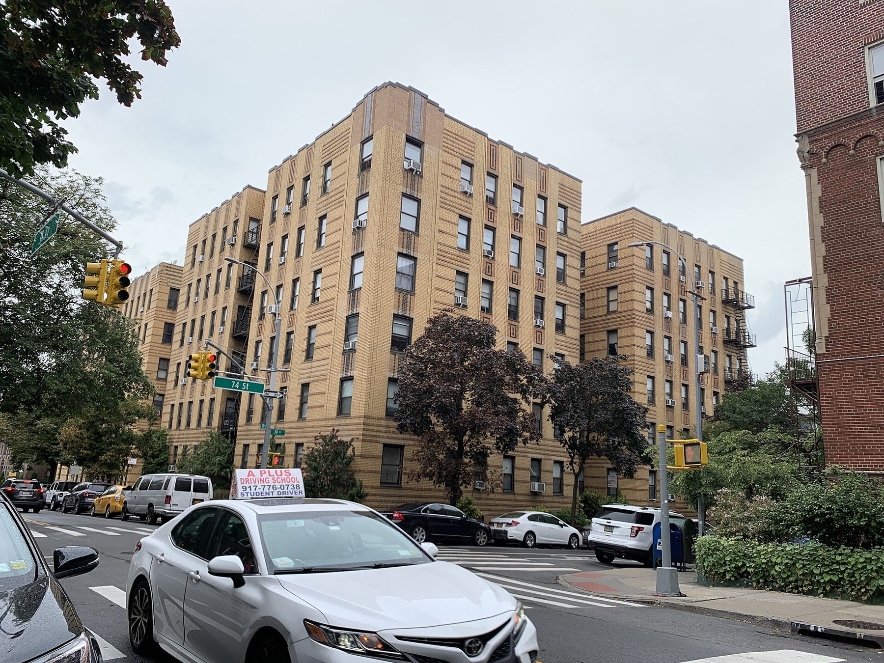 Garden apartment building in Jackson Heights, Queens